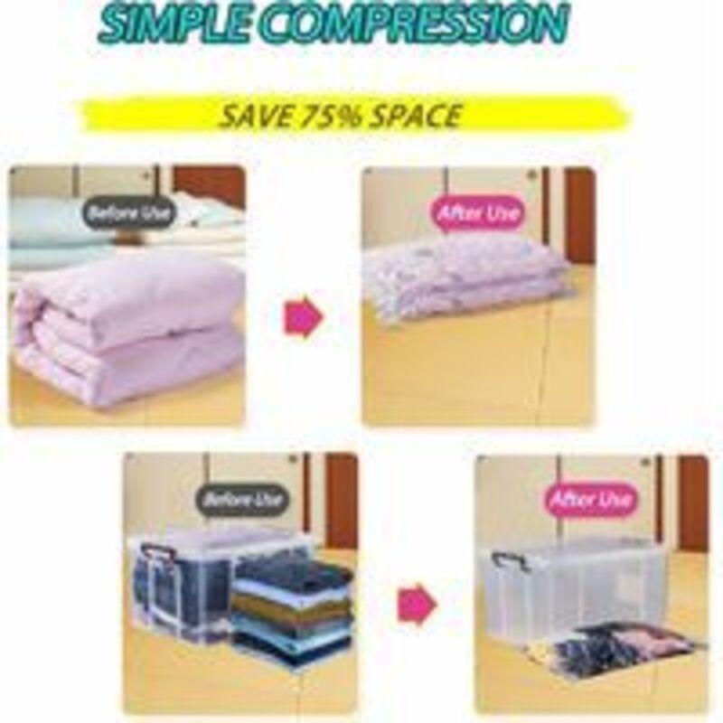 4 Pack XL Vacuum Storage Bags for Clothes Quilts and Bedding, 120 x 100cm
