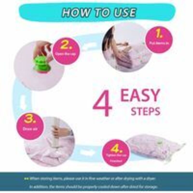 4 Pack XL Vacuum Storage Bags for Clothes Quilts and Bedding, 120 x 100cm