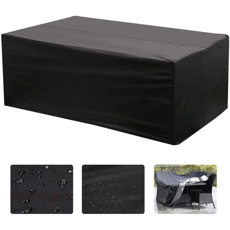 Oxford Rectangular Table Cover for Garden Furniture UV Protection, Black, 215 x 135 x 75cm