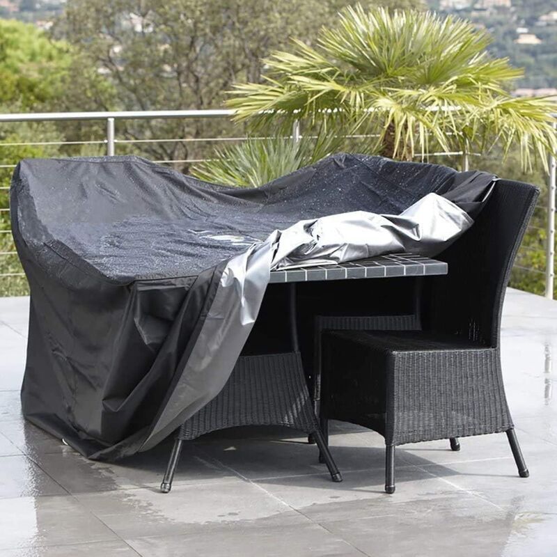 Oxford Rectangular Table Cover for Garden Furniture UV Protection, Black, 215 x 135 x 75cm
