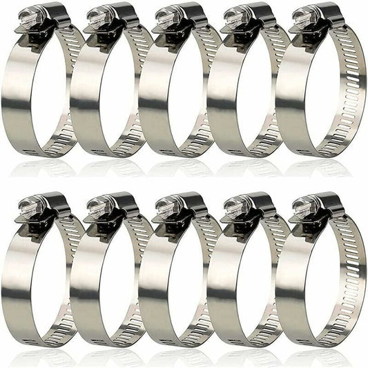 10 Pieces Hose Clamp, Adjustable Hose Clamp 27, 304 Stainless Steel Hose Clamp, 51 mm