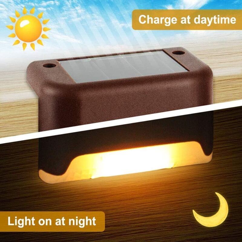 8 Pieces Solar Light, LED, for Stairs, Deck, Outdoor Black Shell Warm White
