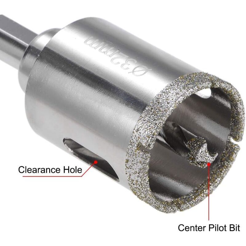 Diamond Glass Hole Saw Drill Bit with Center Pilot Bit for Glass, Ceramic Tile, 32mm