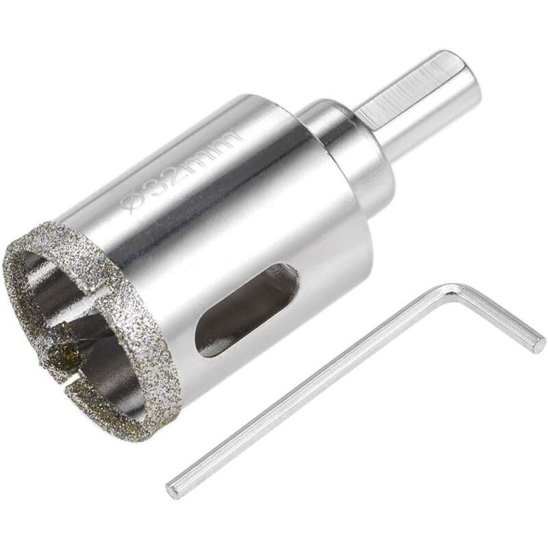 Diamond Glass Hole Saw Drill Bit with Center Pilot Bit for Glass, Ceramic Tile, 32mm