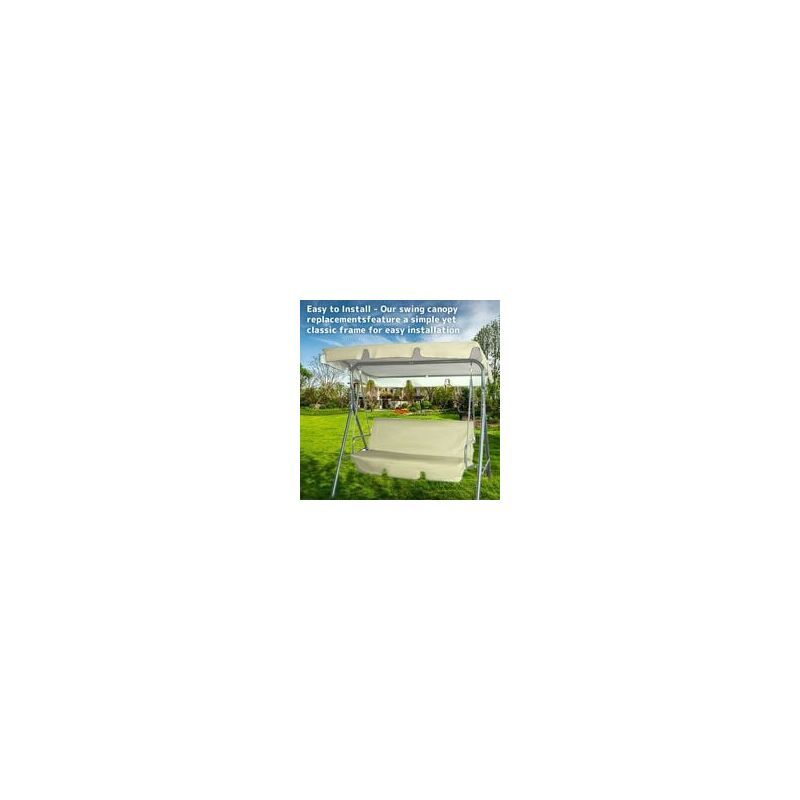 210D Waterproof Garden Swing Replacement Roof Swing Roof Swing Canopy Replacement Anti UV Garden Swing Sunshade, Beige, Three Seats, 164 x 114 x 15cm