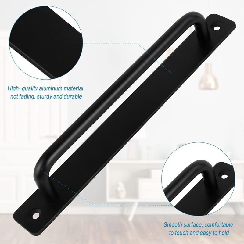 2 Pieces Black Aluminum Alloy Sliding Door Handles with 4 Screws for Barn Door Wardrobe Closet, 148mm