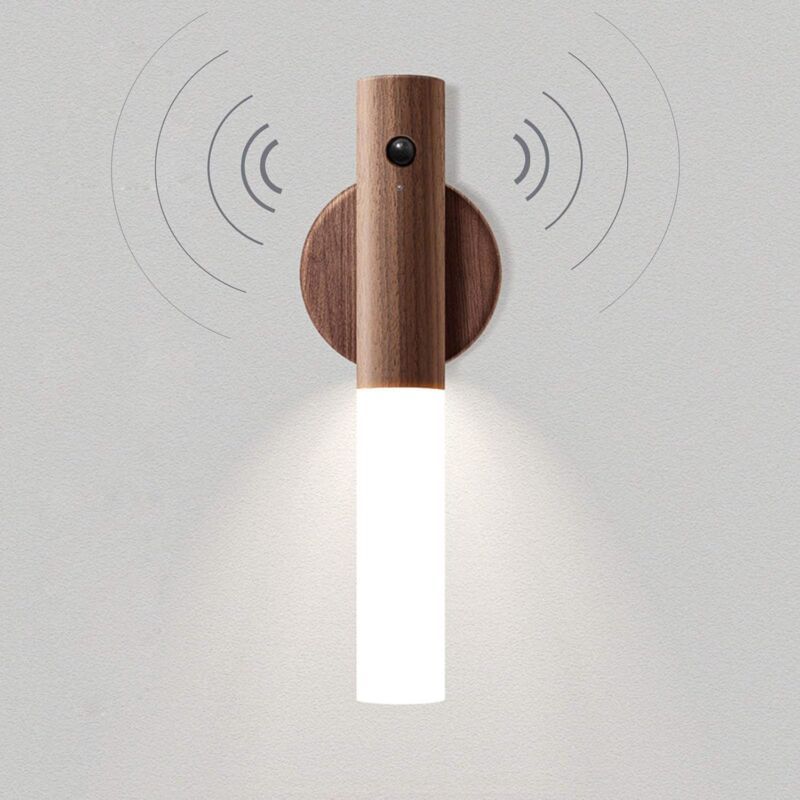 Lighting Wood Wall Light Battery LED Children s Night Light Wireless Motion Sensor Portable Vintage Closet Lamp USB Rechargeable Magnetic Night Lamp