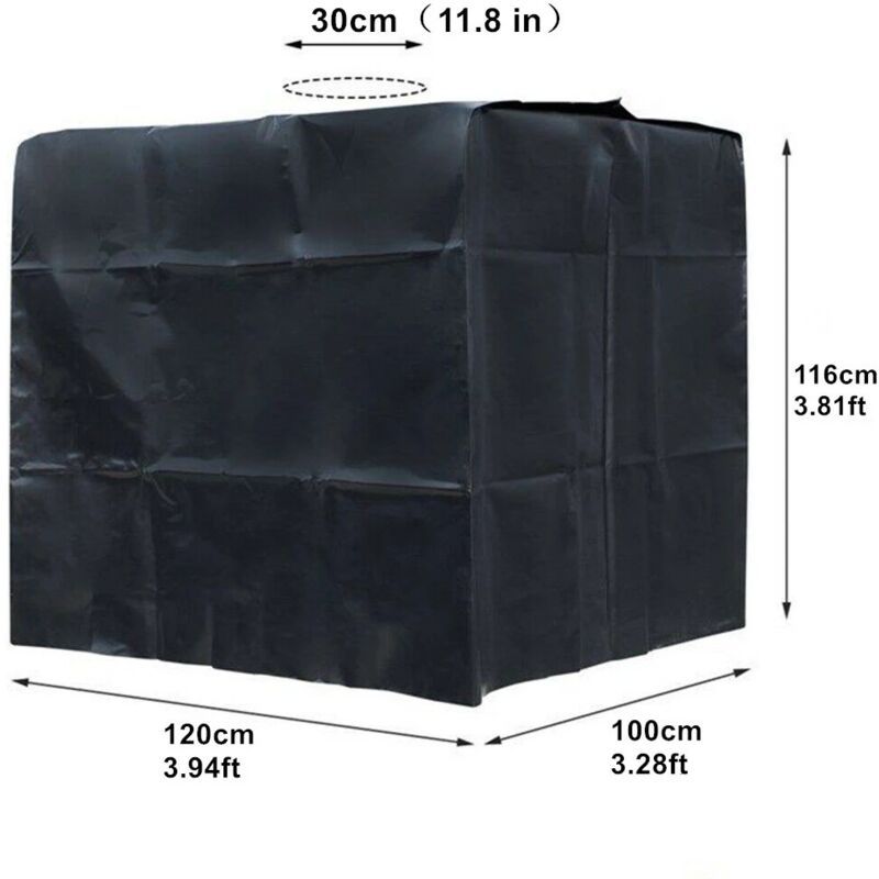 Water Tank Cover, IBC Tank Cover for 1000L Tank, Water Tank Container Protective Cover, Anti Dust Anti UV Anti Rain, Black, 120 x 100 x 116cm