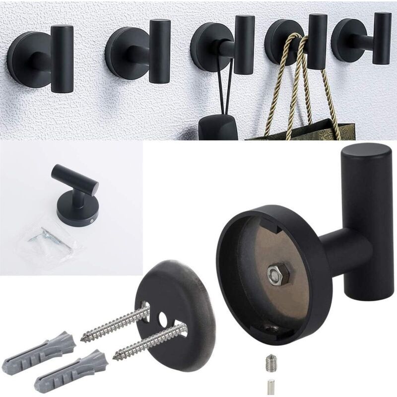 2 Pieces Black Coat Hooks Wall Hooks Coat Wall Hook Stainless Steel Coat Hook for Modern Towel Hook