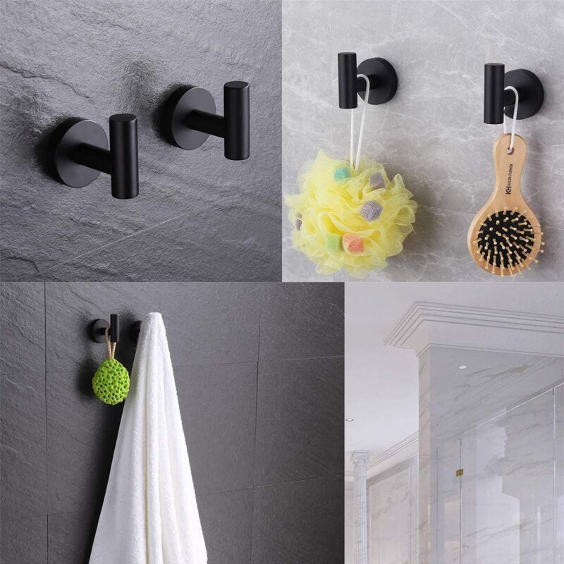 2 Pieces Black Coat Hooks Wall Hooks Coat Wall Hook Stainless Steel Coat Hook for Modern Towel Hook