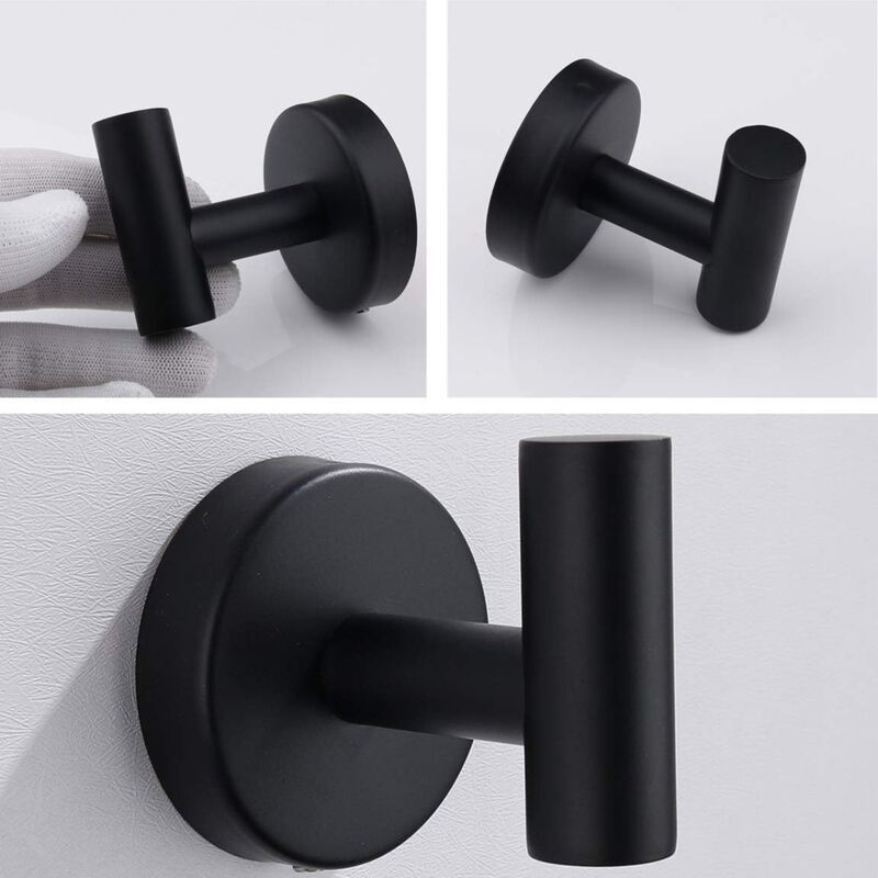 2 Pieces Black Coat Hooks Wall Hooks Coat Wall Hook Stainless Steel Coat Hook for Modern Towel Hook