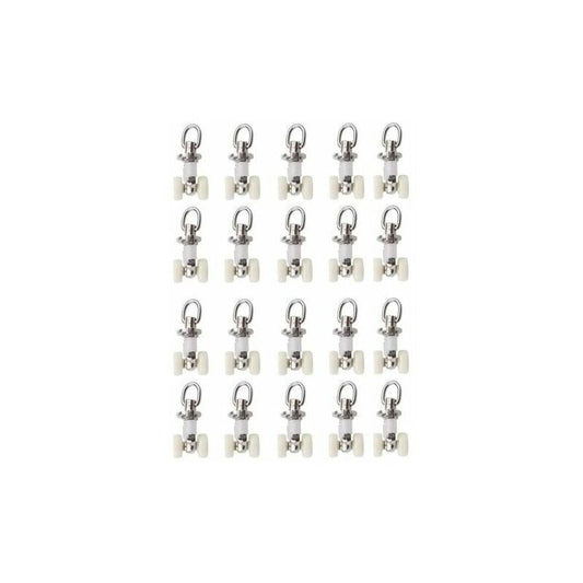 20 Pieces Plastic Curtain Track Glider Rail Rollers Twin Rollers Aluminum Alloy, Small