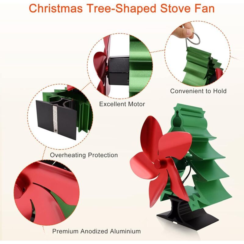Fireplace Fan Fireplace and Stove Accessory Christmas Tree Shape x12 x23cm, 17.5cm, 5cm