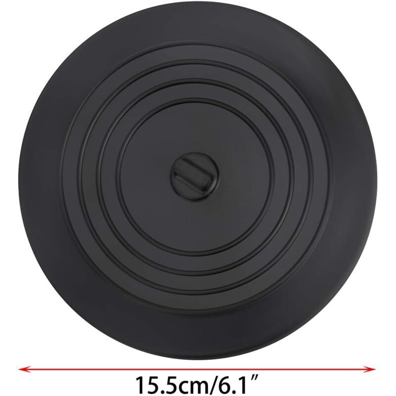 2 Pack Universal Silicone Rubber Drain Stopper, for Kitchen Sink, Bathroom Sink black, 15cm