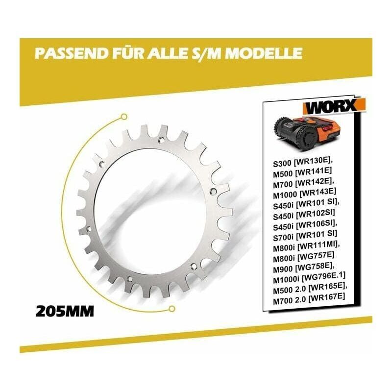 Stainless Steel Cleats Compatible with Worx Landroid Lawn Mower S and M Models, 2mm, 205mm