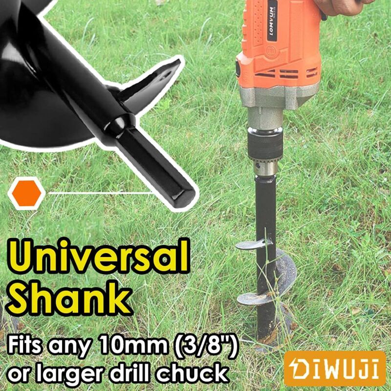 Garden Drill, Stainless Steel Hex Shank, Thermal Auger, Digging Holes Cultivate Deeply, Planting Tool for Flower Planting Trees Shrubs, Dia, L, 22cm