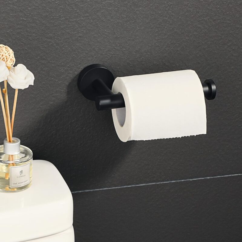Wall Mounted Toilet Paper Holder Polished Finish 304 Stainless Steel Toilet Paper Holder, Black