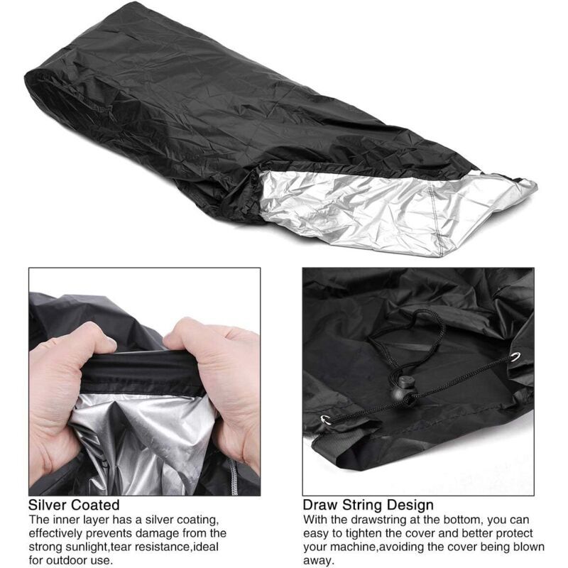 Waterproof Lawn Mower Cover 190T with Drawstring and Storage Bag Anti UV Dustproof, 187.96 x 99 x 63.5cm