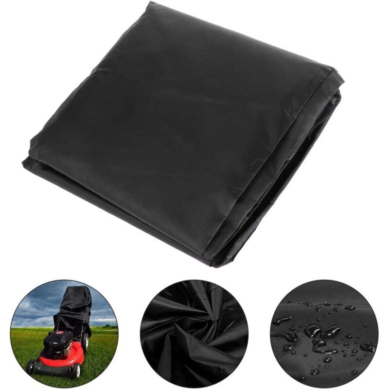 Waterproof Lawn Mower Cover 190T with Drawstring and Storage Bag Anti UV Dustproof, 187.96 x 99 x 63.5cm