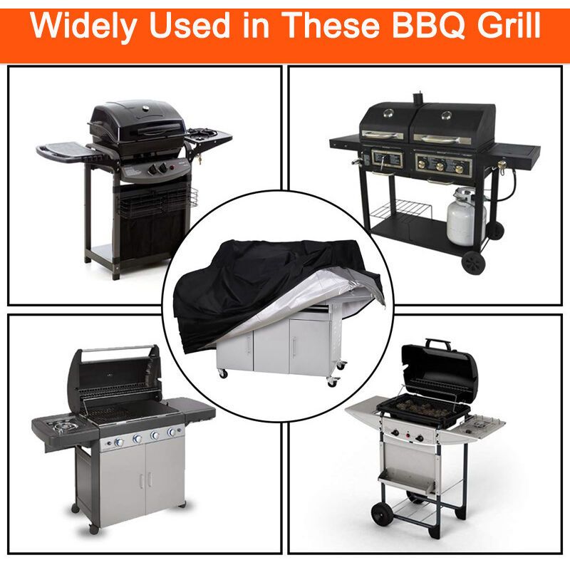 Barbecue Cover 210D Waterproof Oxford Gas Grill Cover Compatible with Weber Holland Jennair, Black, 145 x 61 x 117cm