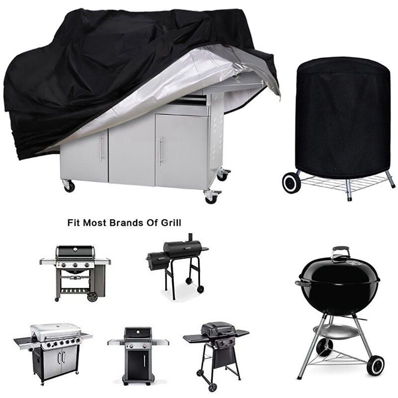 Barbecue Cover 210D Waterproof Oxford Gas Grill Cover Compatible with Weber Holland Jennair, Black, 145 x 61 x 117cm