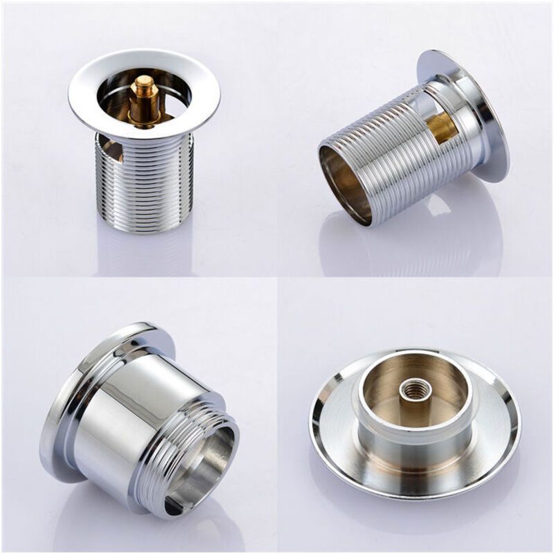 Chrome Copper Pop Up Sink Drain with Universal Automatic Overflow Large Drainage