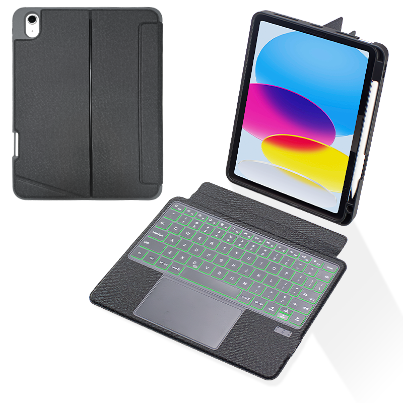 SENYOSON Black iPad Keyboard Case for iPad 10th Generation 10.9 Inch 2022 & iPad 11th Generation (A16) 2025, Ultra-Light Magnetic Detachable Keyboard with 7-Color Backlit, Large Precision Trackpad, Writing/Viewing Modes