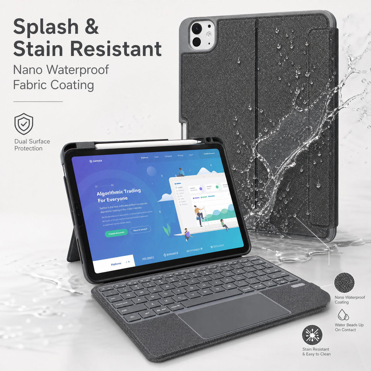 SENYOSON Black iPad Keyboard Case for iPad 10th Generation 10.9 Inch 2022 & iPad 11th Generation (A16) 2025, Ultra-Light Magnetic Detachable Keyboard with 7-Color Backlit, Large Precision Trackpad, Writing/Viewing Modes