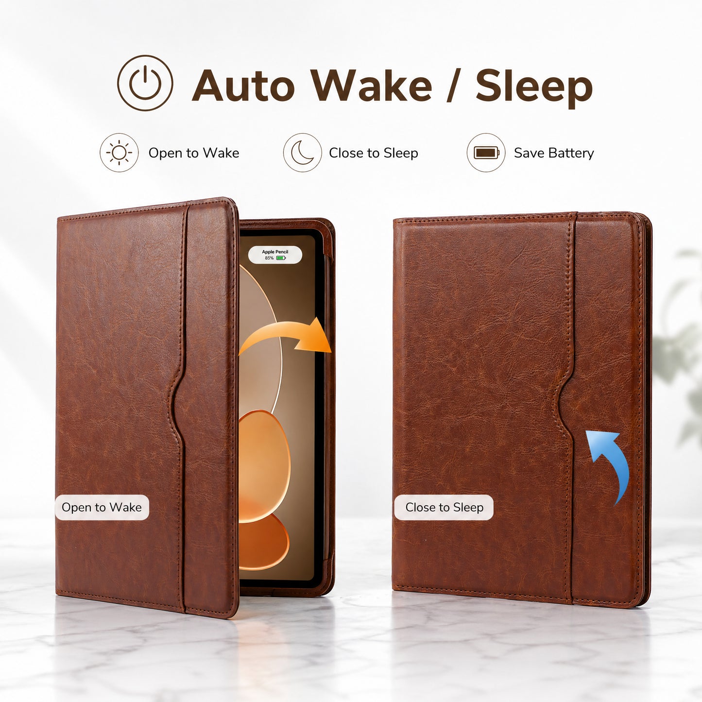SENYOSON Dark Blue iPad Case for iPad 7th 8th 9th Generation 10.2 Inch 2019/2020/2021 & iPad Air 3 10.5 Inch 2019, Premium Leather Folio Stand Cover with Pencil Holder