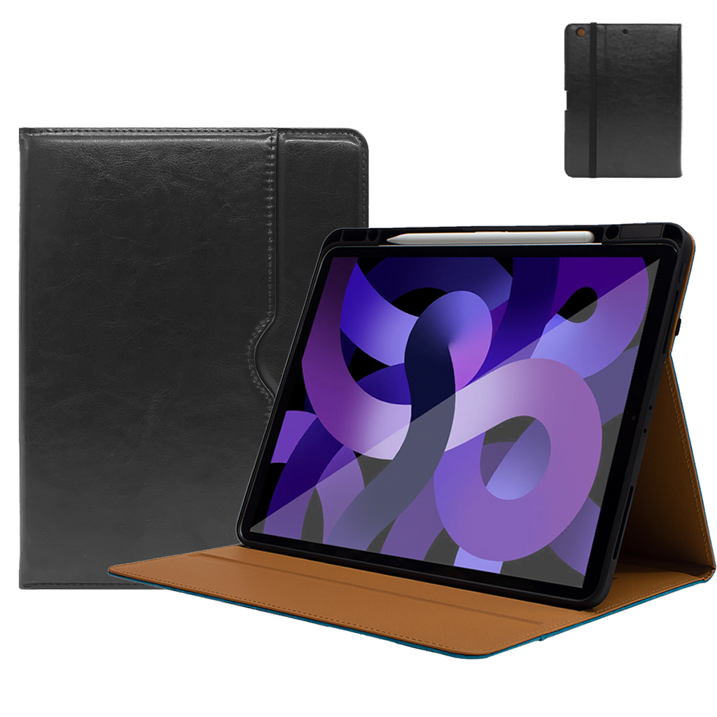 SENYOSON Black iPad Case for iPad Air 4th 5th 6th 7th 8th Gen & iPad Pro 11" 1st 2nd 3rd 4th 5th 6th Gen 10.9/11 Inch, Premium Leather Folio Stand Cover with Pencil Holder