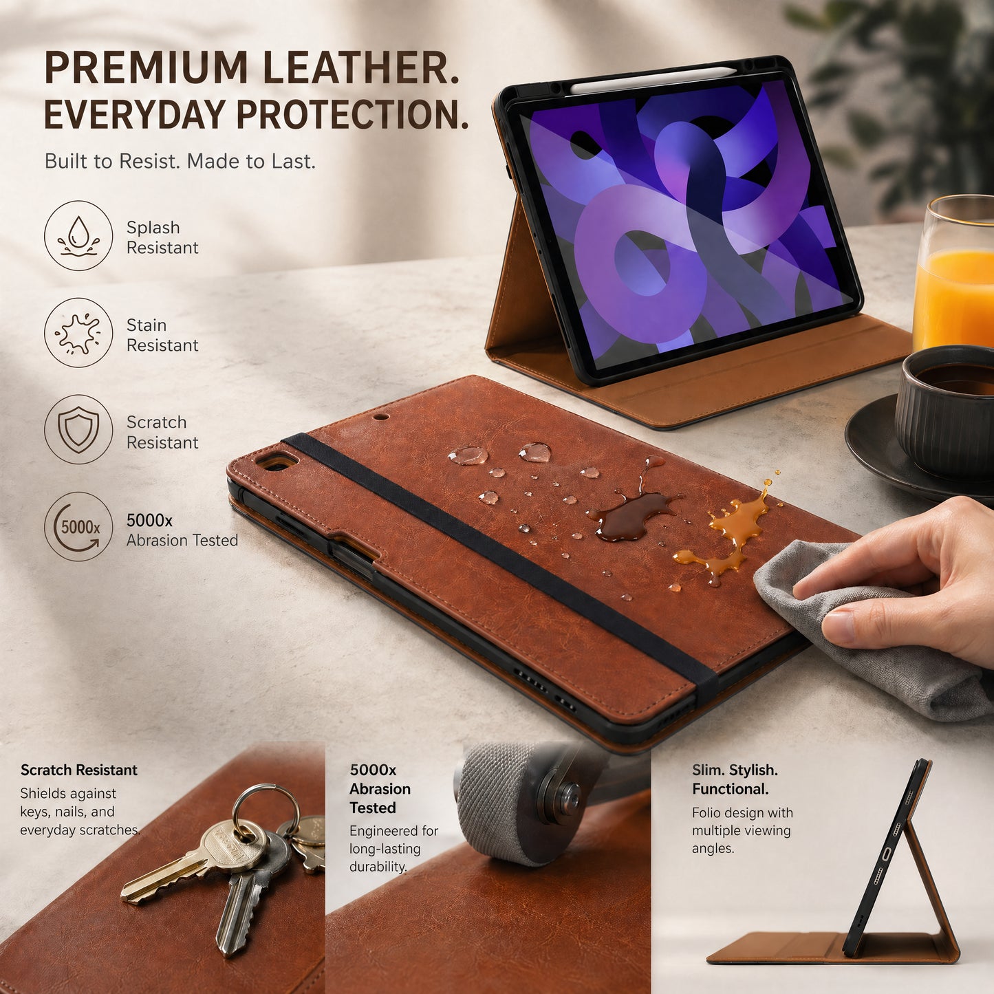 SENYOSON Light Blue iPad Case for iPad Air 4th 5th 6th 7th 8th Gen & iPad Pro 11" 1st 2nd 3rd 4th 5th 6th Gen 10.9/11 Inch, Premium Leather Folio Stand Cover with Pencil Holder