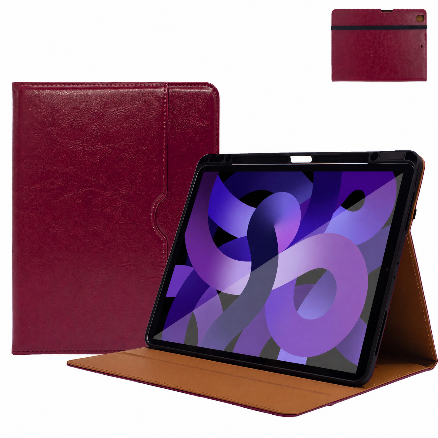 SENYOSON Dark Red iPad Pro Case for iPad Pro 11" 5th Gen M4 2024, Premium Leather Folio Stand Cover with Pencil Holder