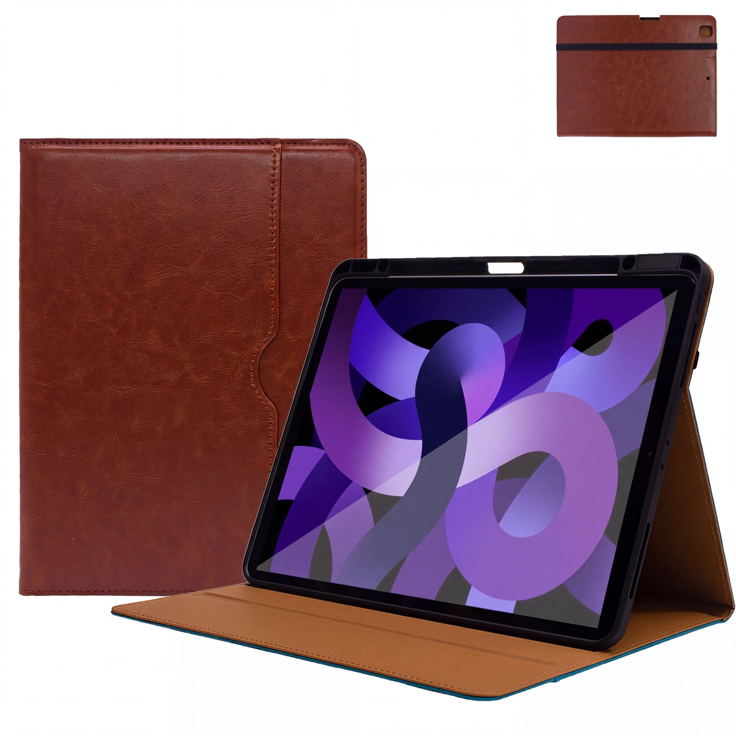 SENYOSON Brown iPad Case for iPad 5th 6th Generation 9.7 Inch 2017/2018 & iPad Air 2 9.7 Inch 2014, Premium Leather Folio Stand Cover with Pencil Holder