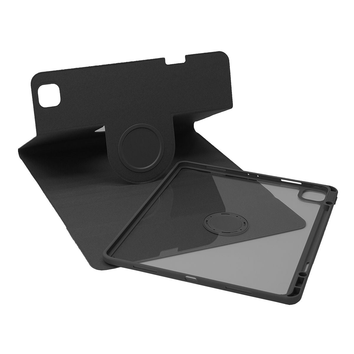 SENYOSON Black iPad Pro 11 Inch Case for iPad Pro 11" M4 5th Generation 2024, Detachable Magnetic Rotating Stand Cover with Honeycomb Back Panel Cooling, Snug Fit Protective Case