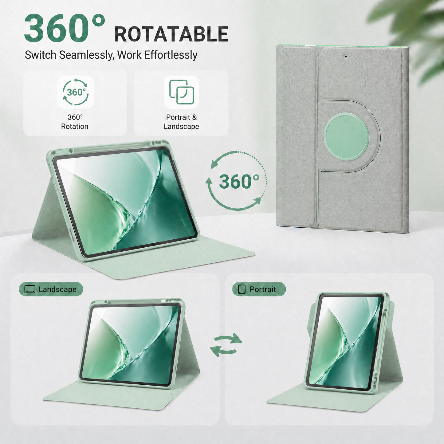 SENYOSON Purple iPad Pro 11 Inch Case for iPad Pro 11" M4 5th Generation 2024, Detachable Magnetic Rotating Stand Cover with Honeycomb Back Panel Cooling, Snug Fit Protective Case