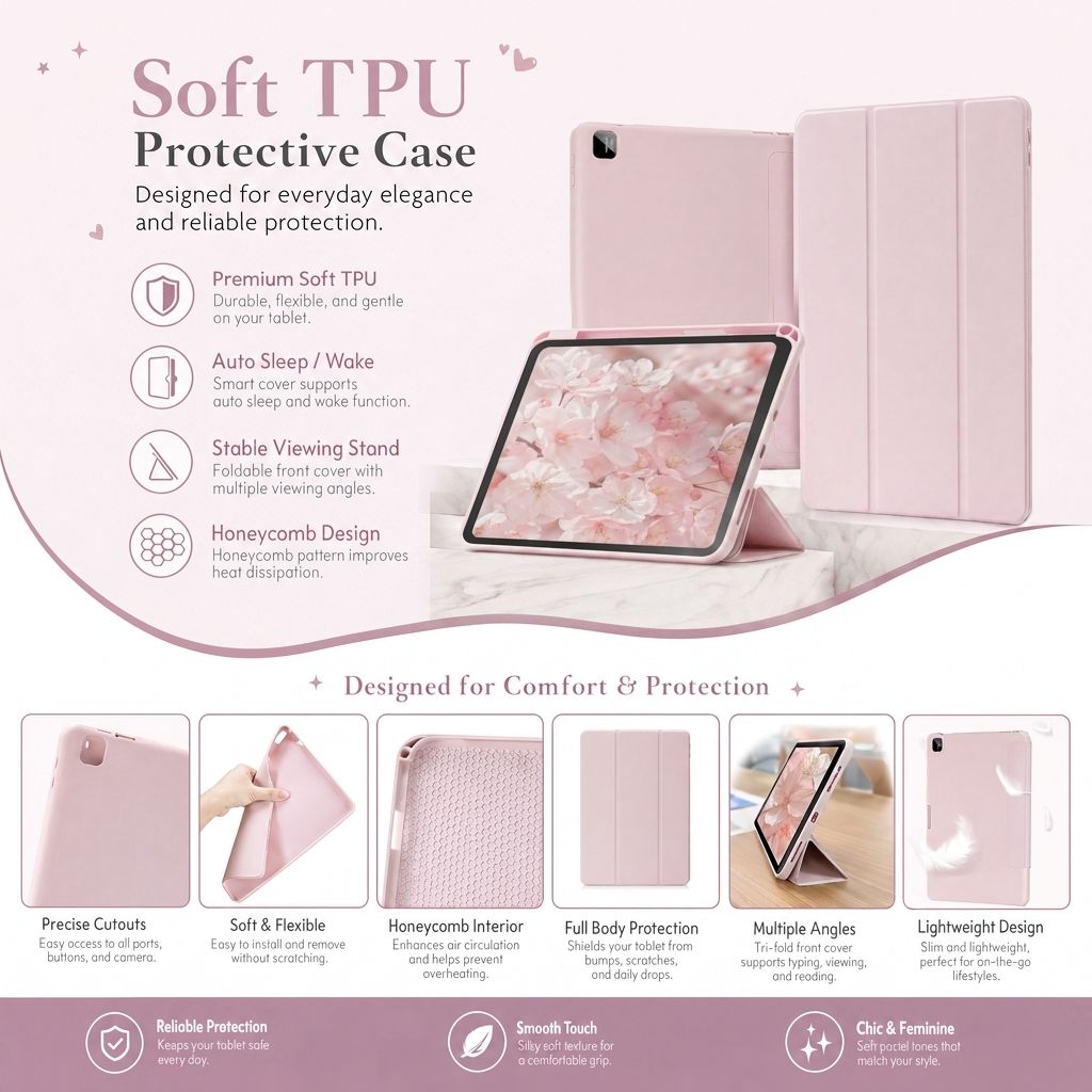 SENYOSON Green Trifold Stand Case  Slim Lightweight Soft TPU Case for iPad 11th Generation (A16) 11 Inch 2025, Compatible with iPad 10th Generation 10.9 Inch 2022, with Pencil Holder, Trifold Stand, Auto Wake/Sleep