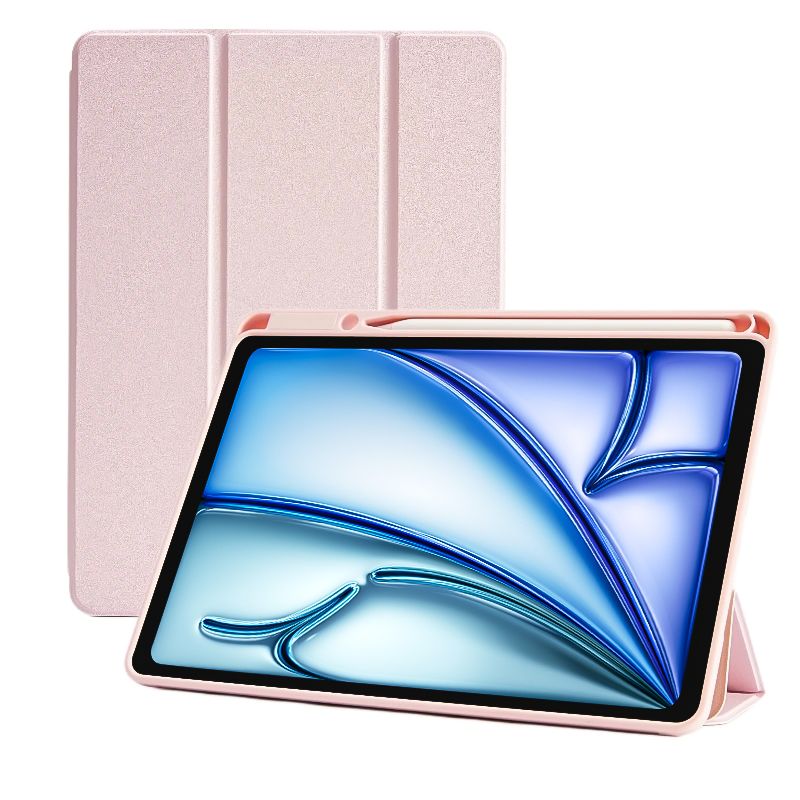 SENYOSON Pink iPad Pro Case for 12.9/13 Inch iPad Pro 12.9" 3rd-6th Gen & iPad Pro 13" & iPad Air 13", Lightweight Slim Soft TPU Trifold Stand Smart Cover with Pencil Holder, Auto Wake/Sleep