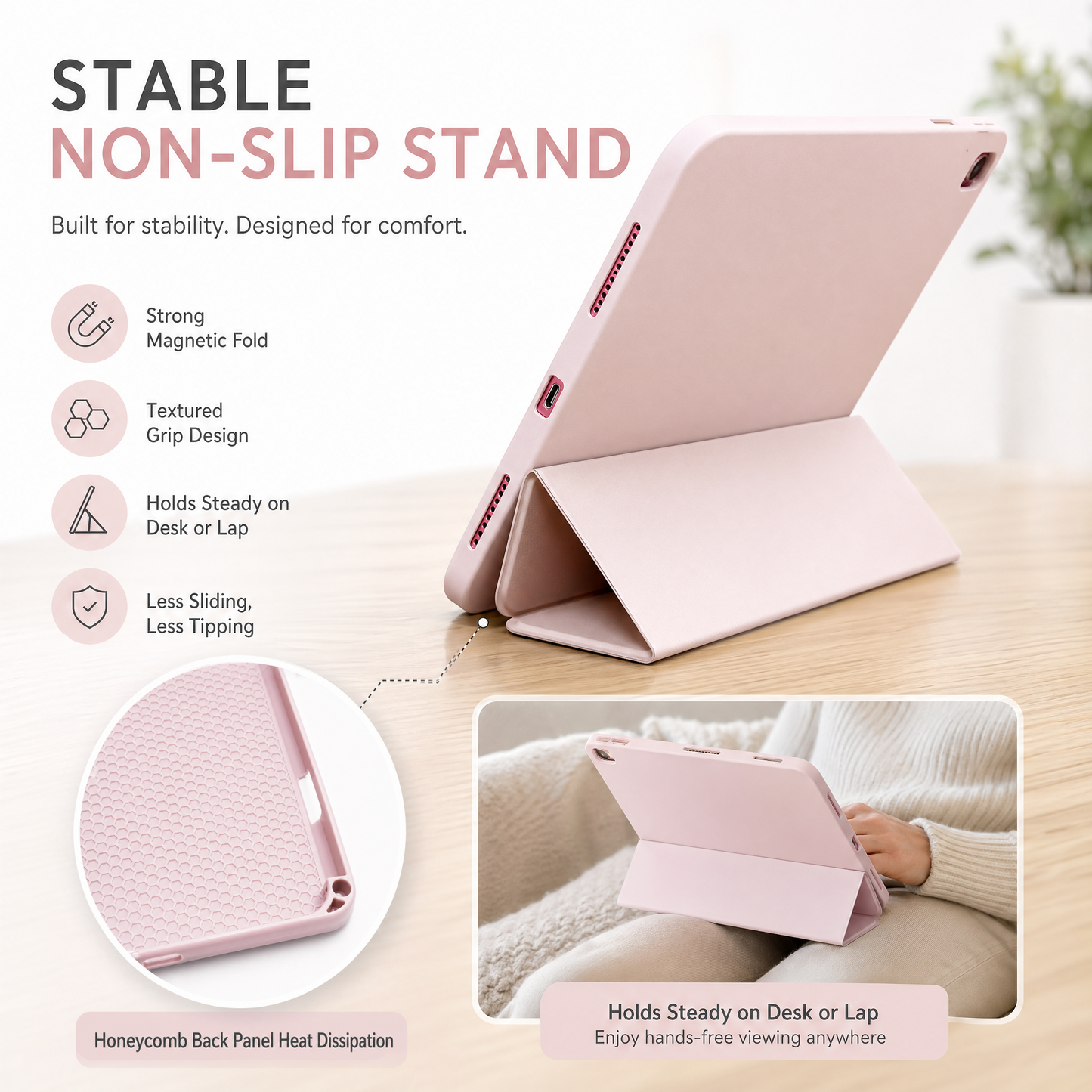 SENYOSON Purple iPad Pro Case for 12.9/13 Inch iPad Pro 12.9" 3rd-6th Gen & iPad Pro 13" & iPad Air 13", Lightweight Slim Soft TPU Trifold Stand Smart Cover with Pencil Holder, Auto Wake/Sleep