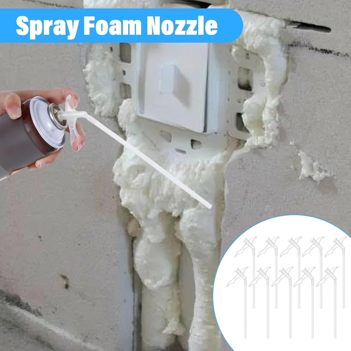 Xindojuz 10 Pcs Attractive Spray Foam Nozzles, Expanding Spray Foam Nozzle Replacement Tubes, Gap Filling Insulating Sprays Replacement Tube for DIY Spraying as Shown Industrial Adhesives