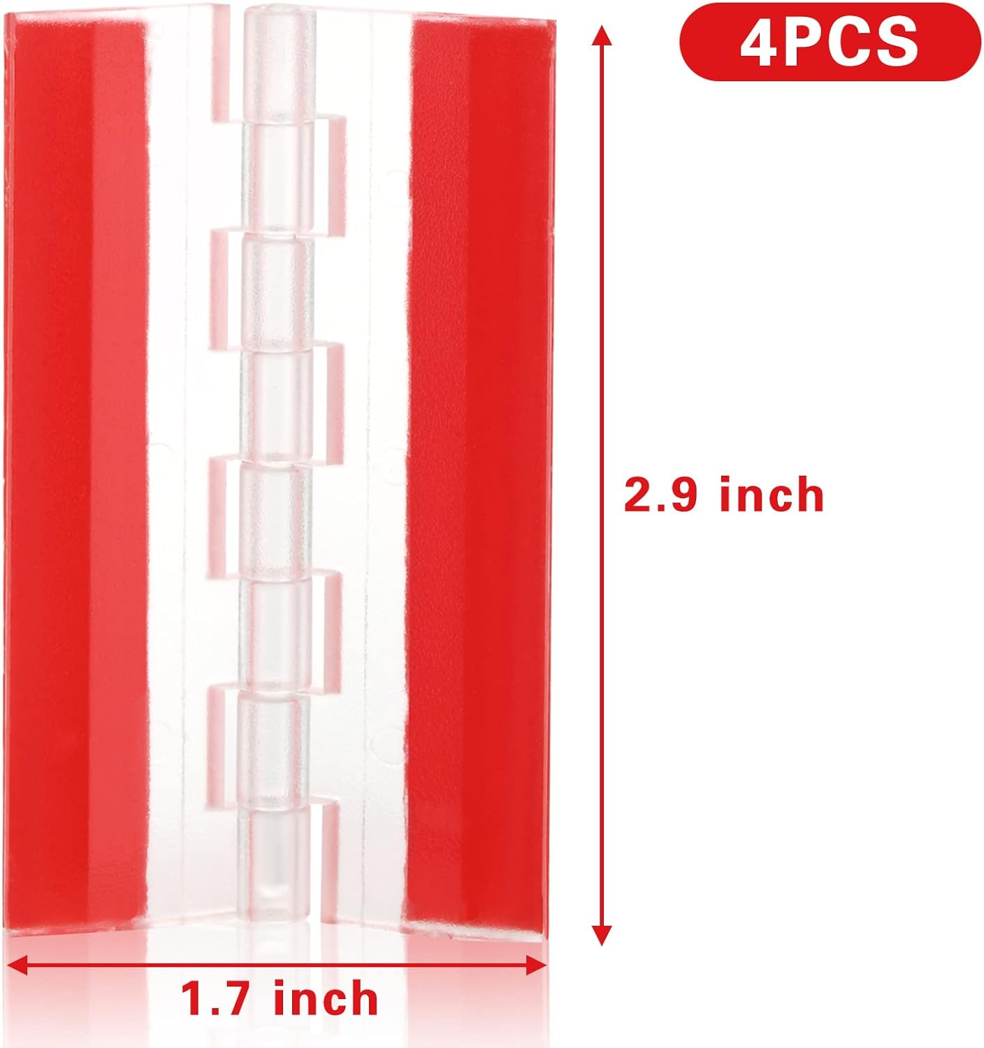 4 Pcs Acrylic Hinge 75x45 mm,Transparent Plastic Continuous Piano Hinge,Self-Adhesive,Suitable for DIY Drawer Cabinet Furniture Display Stand (4 Pcs-75x45 mm)