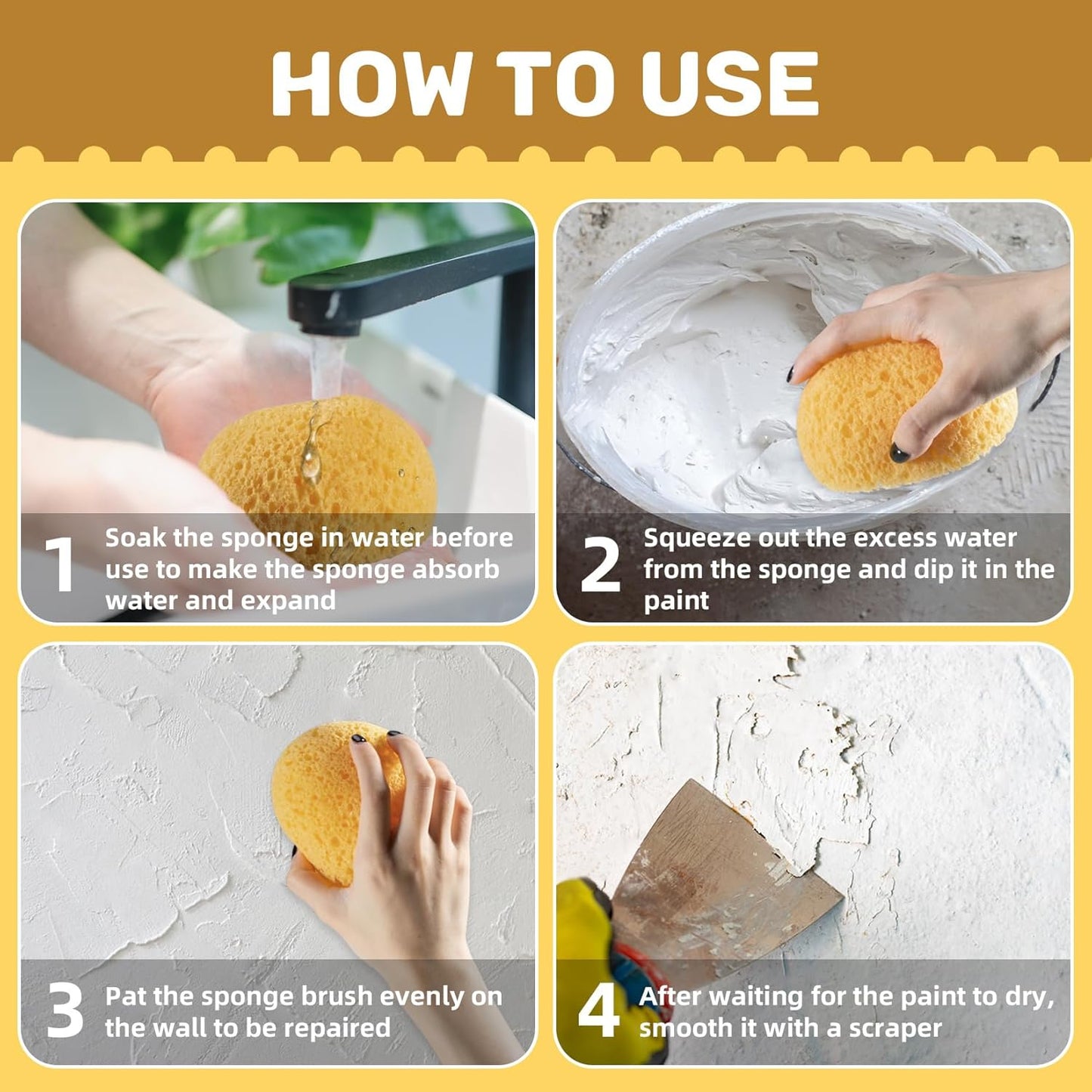 2PCS Knockdown Texture Sponge - Drywall Repair Texture Spray Drywall Texture Patch Sponge for Painting Ceiling Wall Knock Down Texture Tool Paint Sponge