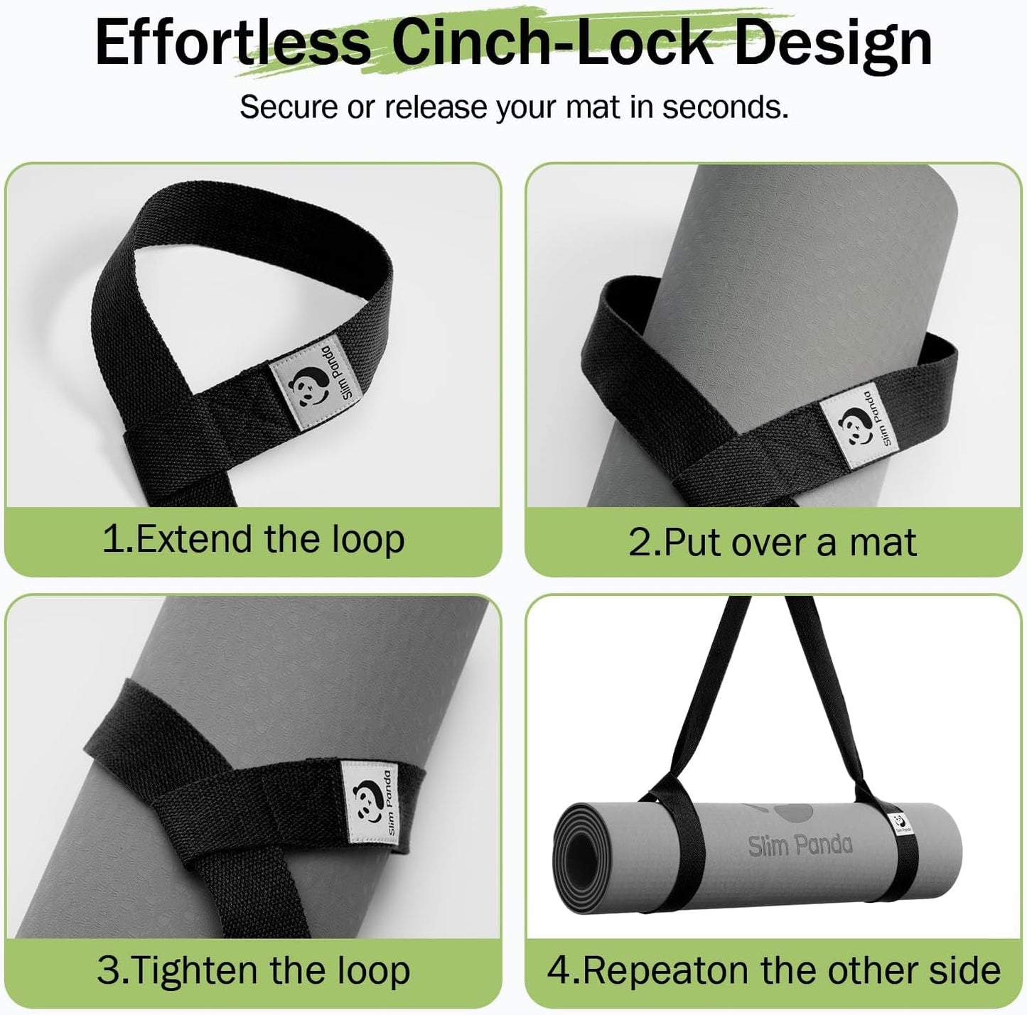 Yoga Mat Straps for Carrying, Adjustable Yoga Mat Carrier Sling Fits All Mats(Mat Not Included)