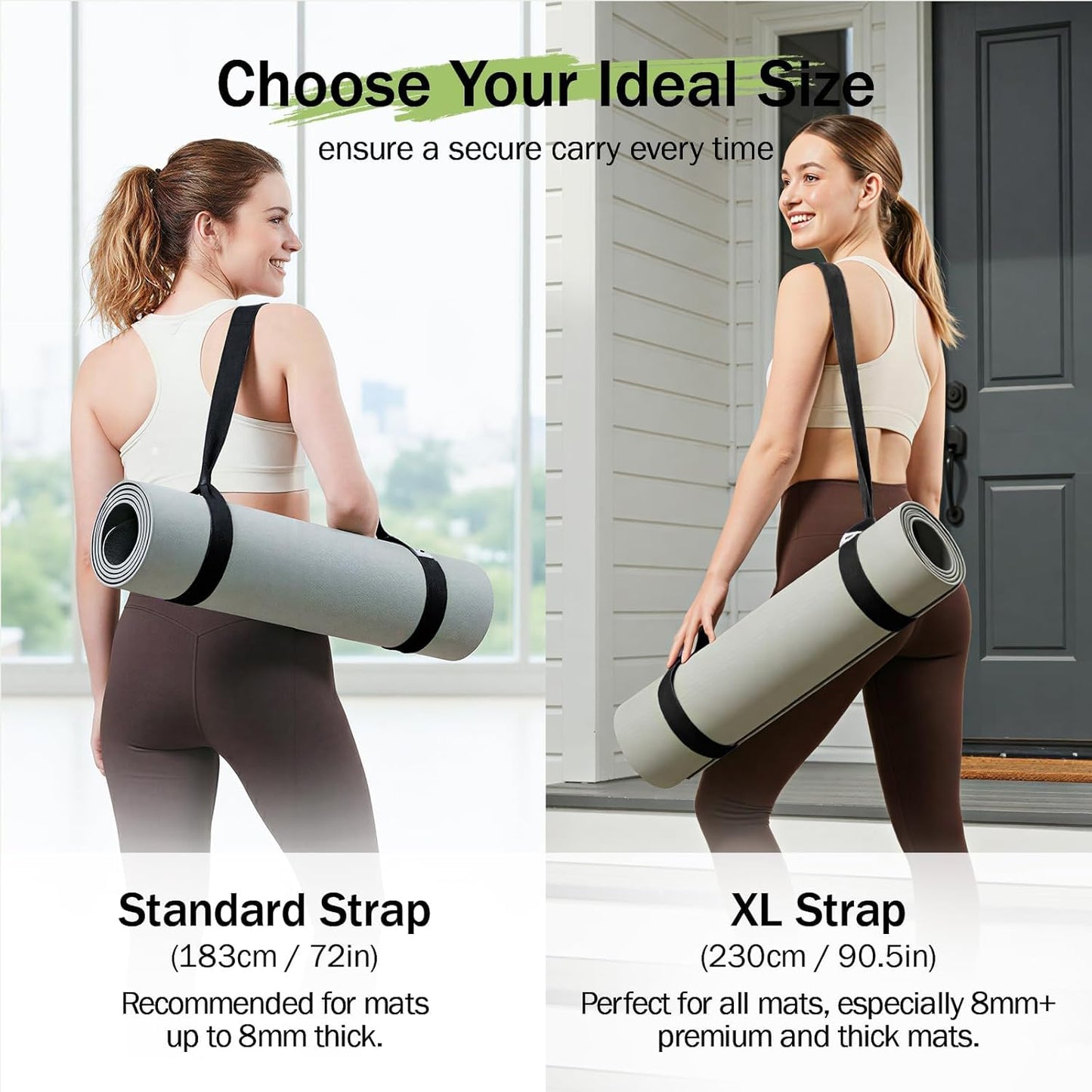 Yoga Mat Straps for Carrying, Adjustable Yoga Mat Carrier Sling Fits All Mats(Mat Not Included)