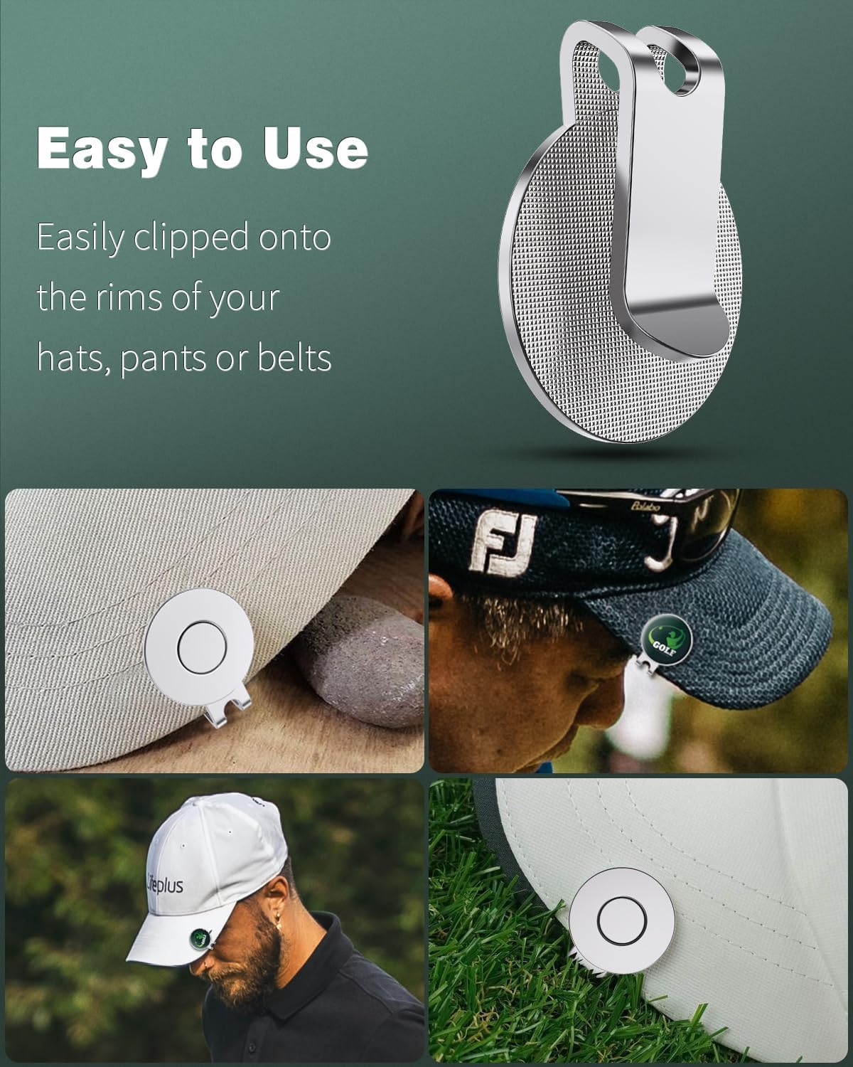 Golf Hat Clips Magnetic Golf Ball Marker Holders for Golf Hats Caps Pants Gloves Bags Visors Belts Nickel-Plated Alloy Clips for Metal Golf Ball Markers (Ball Marker Not Included)