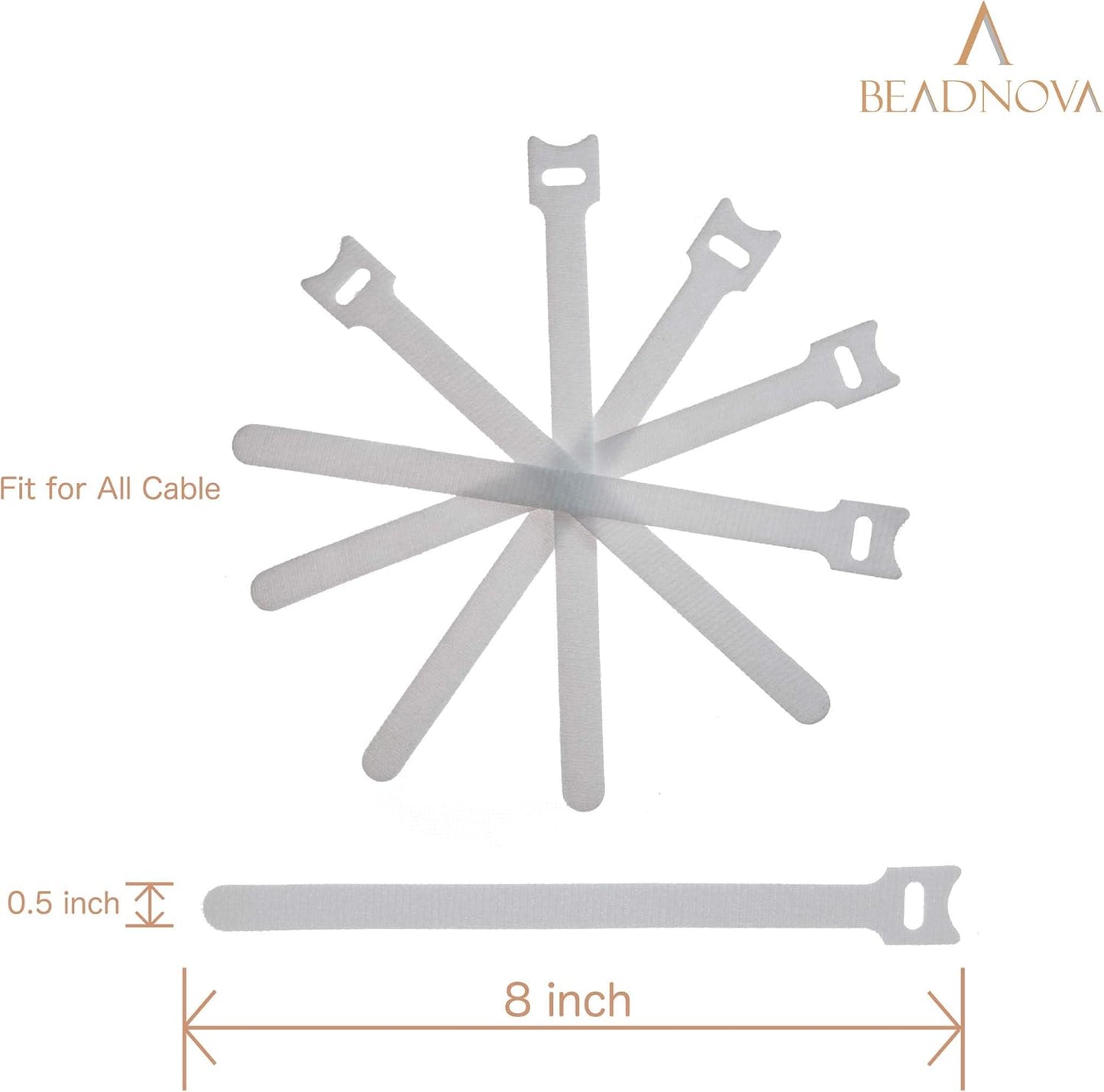 Adjustable Cable Straps Cable Ties Adjustable Cord Wire Organizer for Cord Management (8 Inches, 60 Pieces, White)