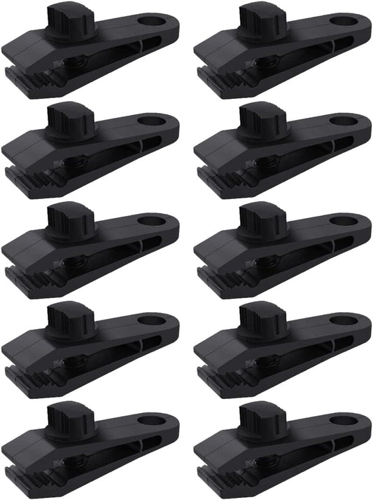 10 Pcs Heavy Duty Tarp Clips Shark Tent Fasteners Clips Holder for Car Covers, Outdoor Camping, Awnings, Swimming Pool Covers Black