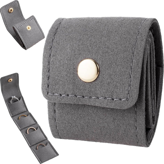 Mini Travel Jewelry Bag, Foldable Portable Roll Travel Jewelry Bag Pouch, Small Multifunctional Compartment Organizer for Women Rings Necklace Earrings Bracelets Storage- Grey