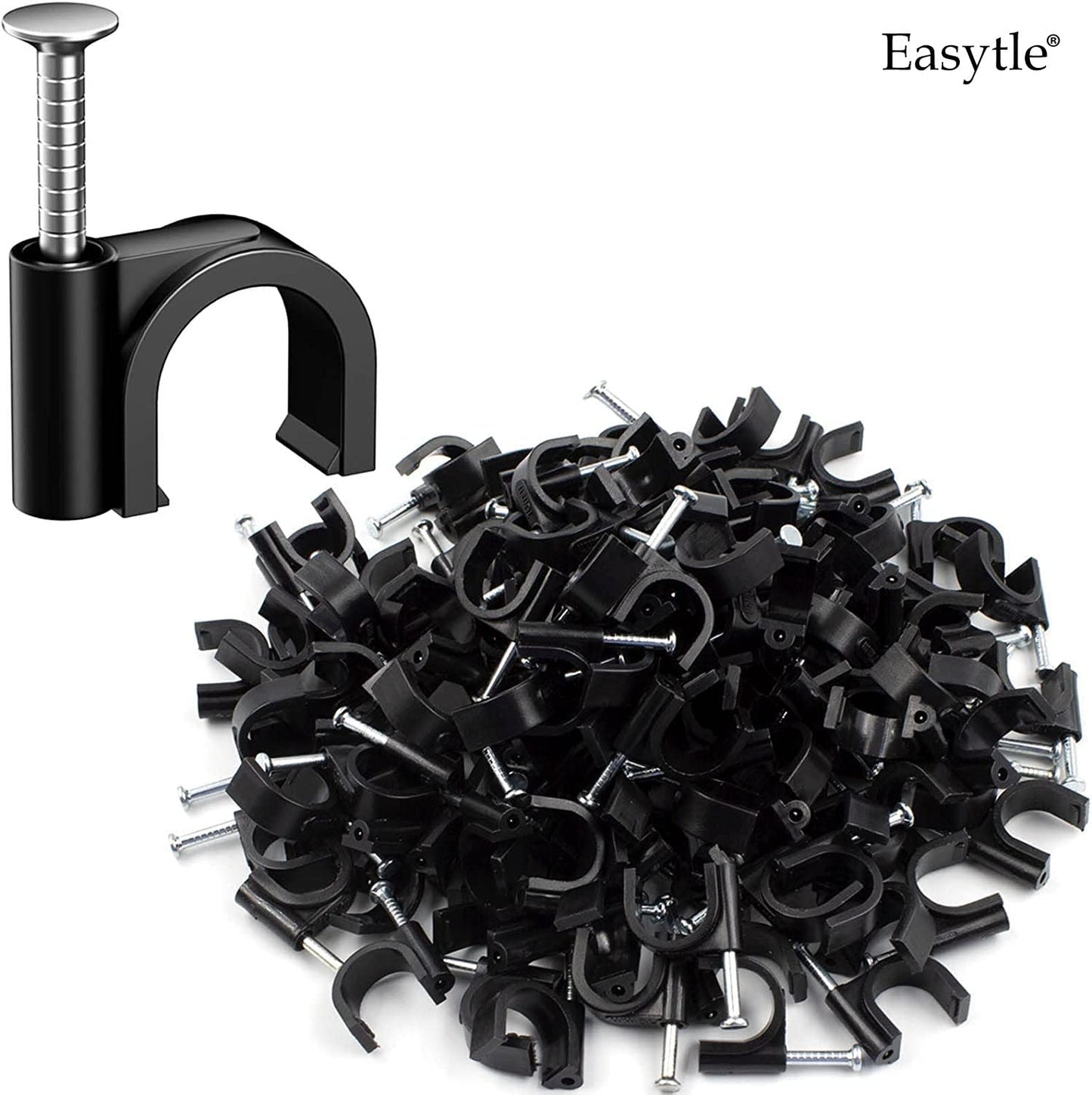 Plastic Cable Clamps Nail in Cable Clips 100 Pcs 10mm Cable Wire Clips Cable Tacks Coax Cable Clips Speaker Wire Clips Cable Nails for Cords Ethernet Cable Clips Black RG6 RG59 CAT6 RJ45