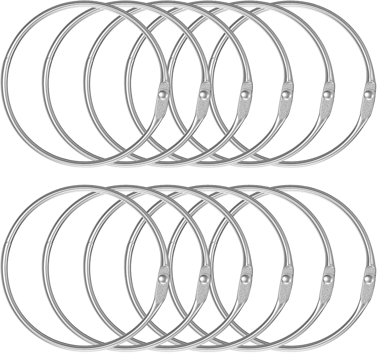 Loose Leaf Binder Rings 2 Inch Smooth Steel Book Rings for Index Cards Flash Cards Receipts Memos Photos and Files Heavy Duty Organizers Loops for Office School and Home Use, 12 Pack