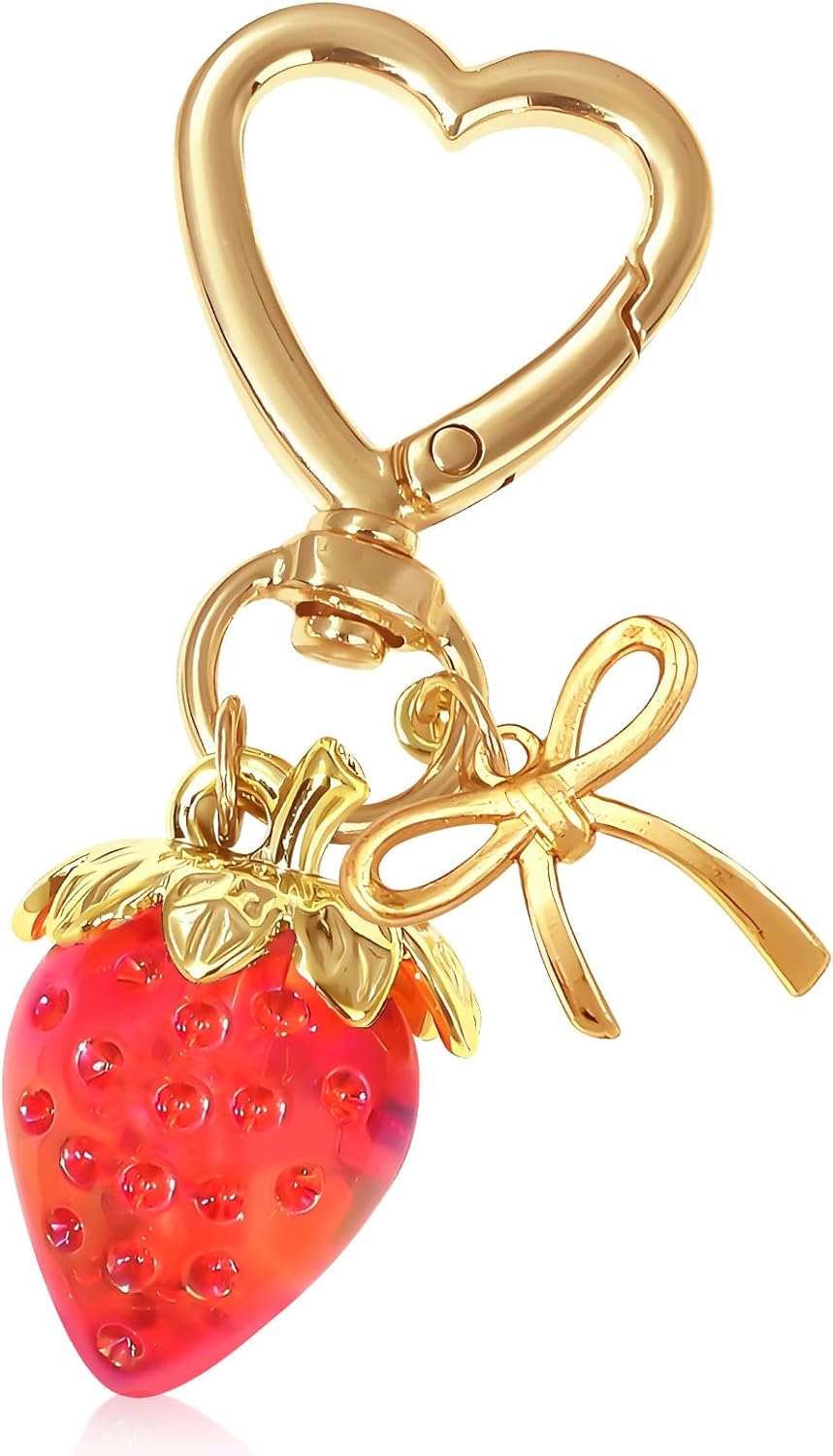 Beautiful Strawberry Keychain Supplies Hanging Bag Charms for Girls, Cute Purse Charms Gifts for Women, Strawberry Charm Decorations, Cute Keychains Accessories for Ladies' Bags and Key Holders
